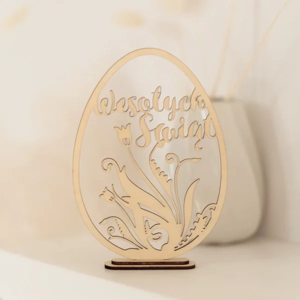 Dekoracja wielkanocna. Jajko z tulipanami